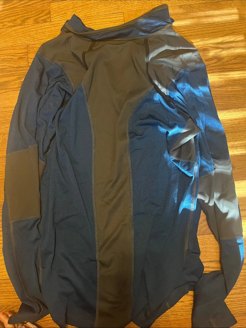 The North Face Men's Navy Half-Zip Pullover with Orange Trim